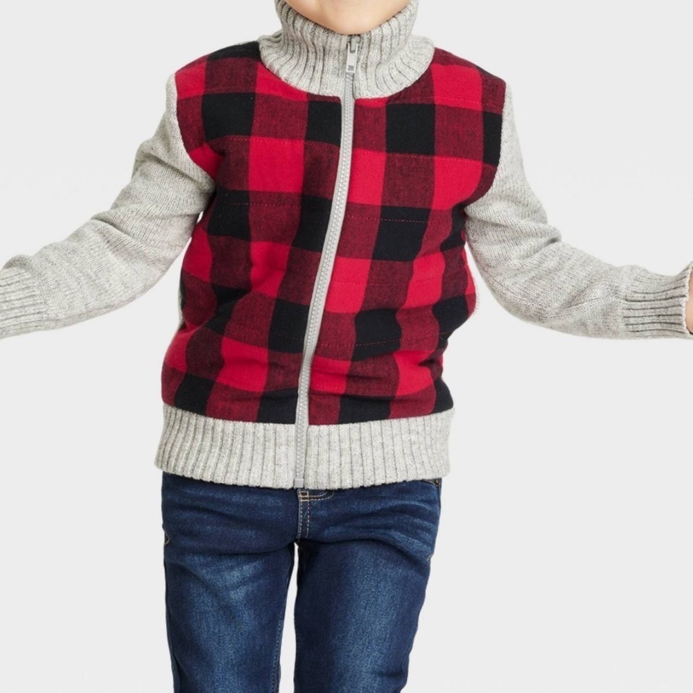 Cat & Jack Buffalo Check Sweater/jacket